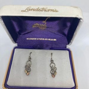 Vintage Sterling Silver 925 & 12k GOLD Black Hills Scroll Leaf Earrings